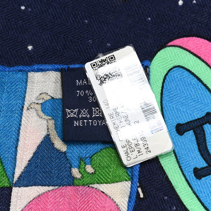 Hermes Cashmere Silk L'Epopee D'Hermes Shawl 140 Bleu Jaune Multicolore 2 of 6