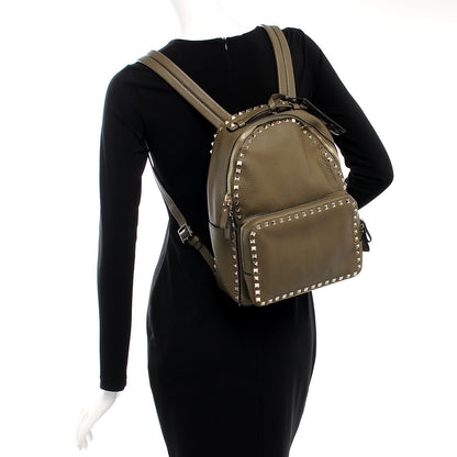 Valentino Garavani Grained Calfskin Medium Rockstud Backpack Army Green 2 of 8