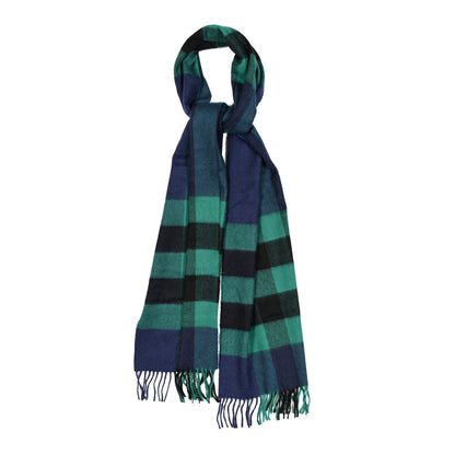 Burberry Cashmere Half Mega Reverse Check Fringe Scarf Dark Forest Green 1 of 5