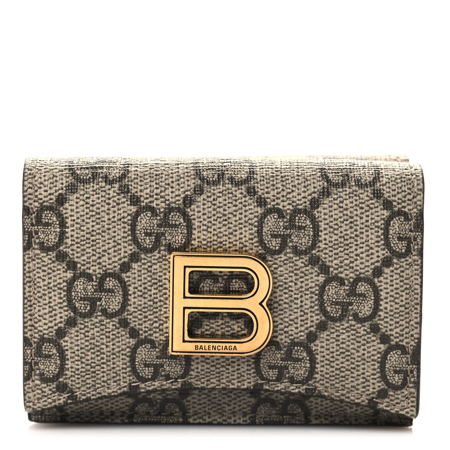 X BALENCIAGA GG Supreme Monogram Card Case Wallet Beige Ebony