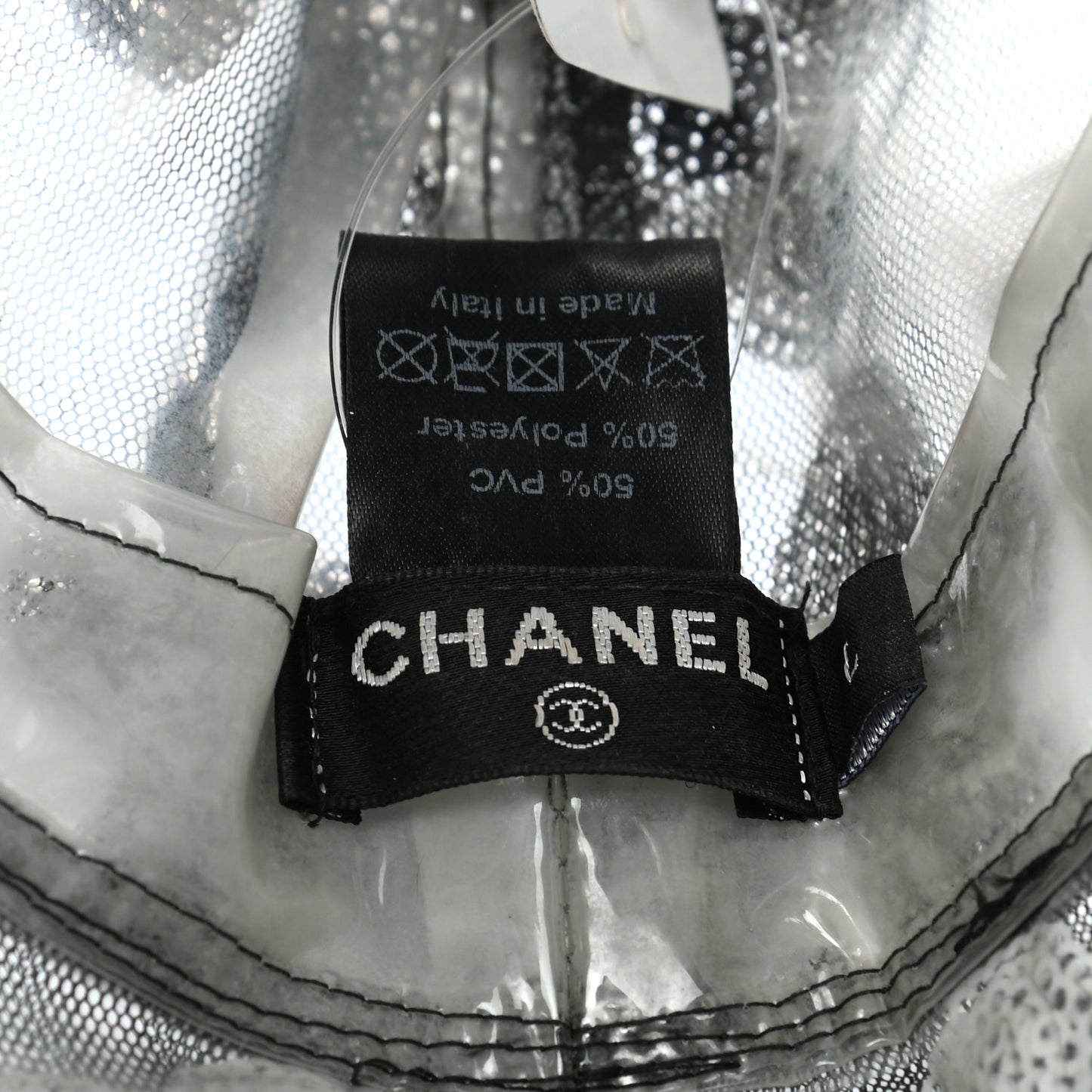 PVC Polyester Cloche Hat L Transparent Black White