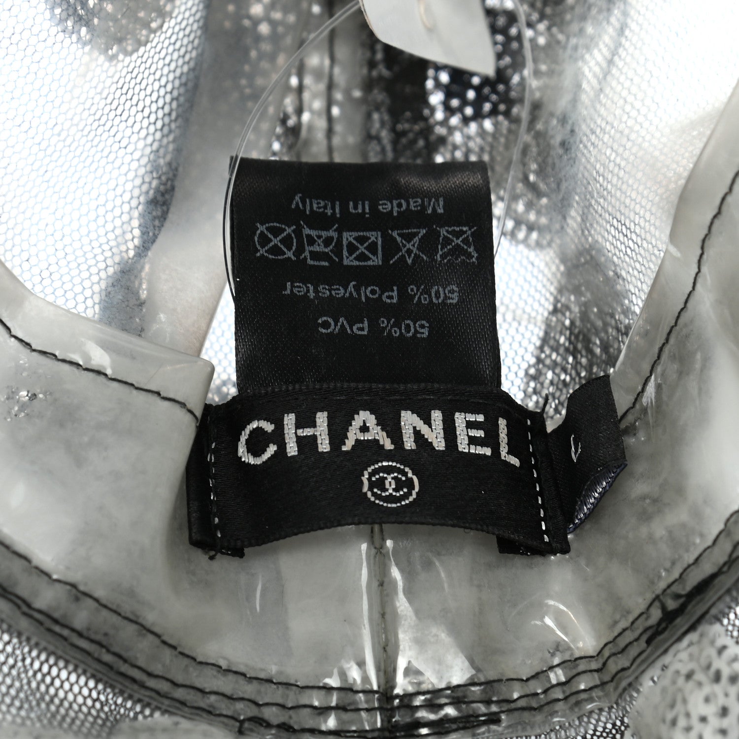 Chanel PVC Polyester Cloche Hat L Transparent Black White 4 of 4