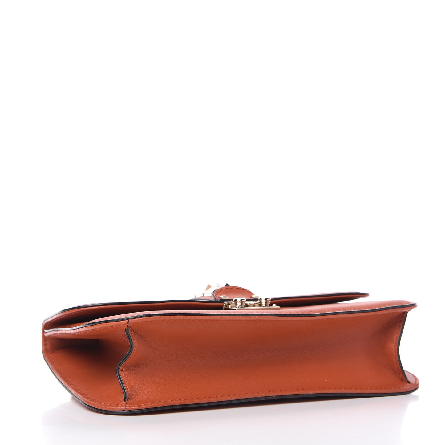 Vitello Medium Glam Lock Rockstud Flap Bag Orange