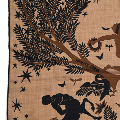 Hermes Silk Sous Le Charme d'Orphee Double Face Scarf 140 Caramel Caban Noisette 2 of 5
