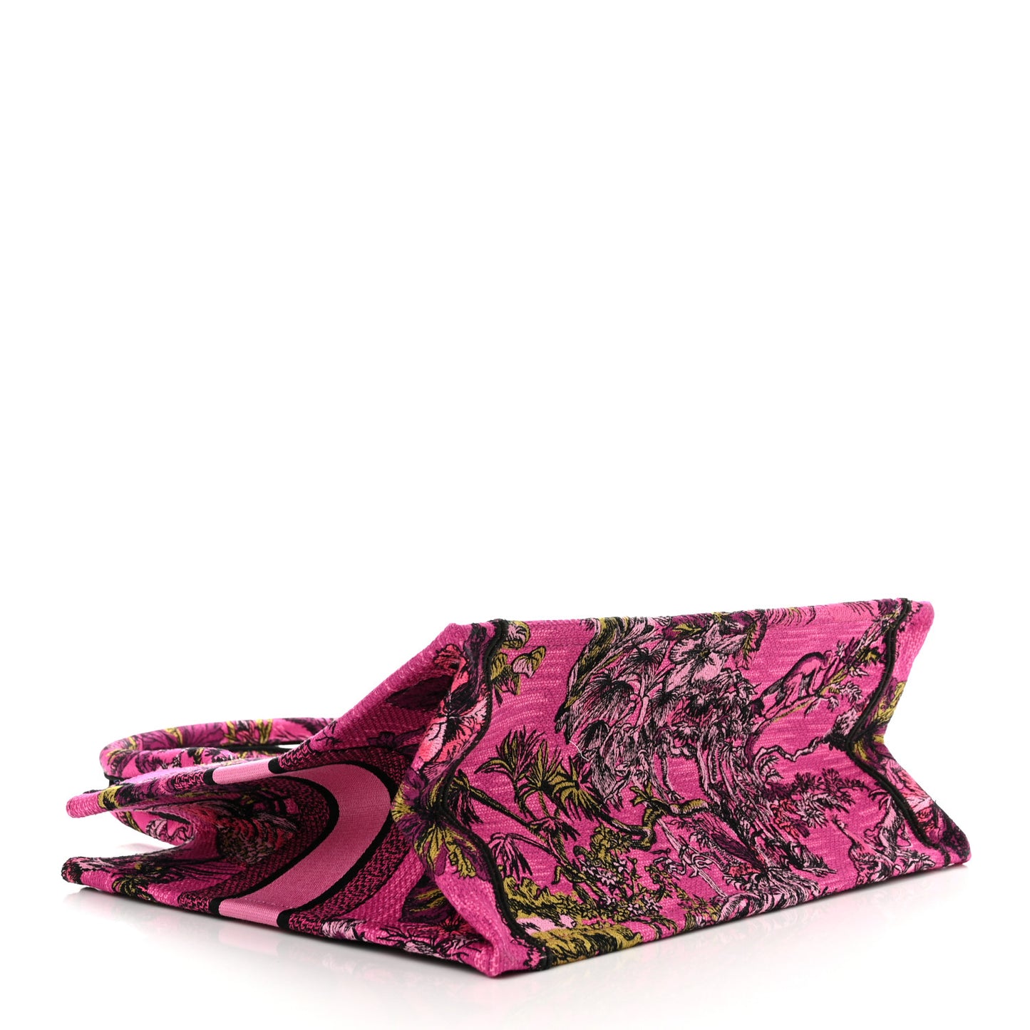 Canvas Embroidered Medium Toile de Jouy Voyage Book Tote Fuchsia Multicolor