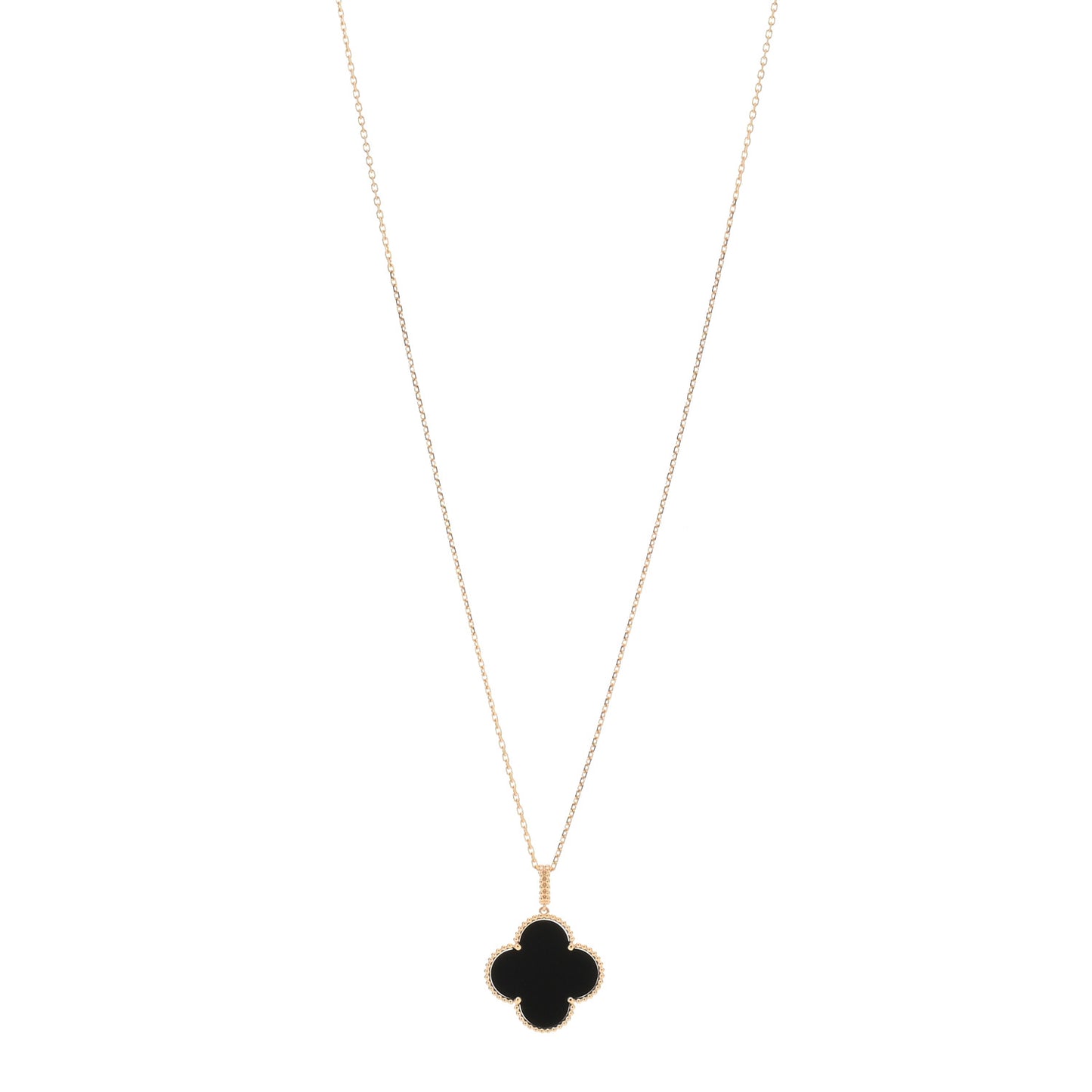 18K Yellow Gold Black Onyx Magic Alhambra Pendant Necklace