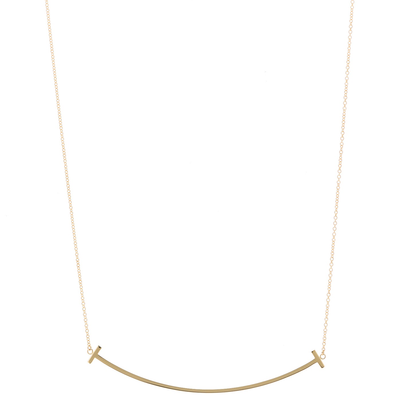 18K Yellow Gold Large T Smile Pendant Necklace
