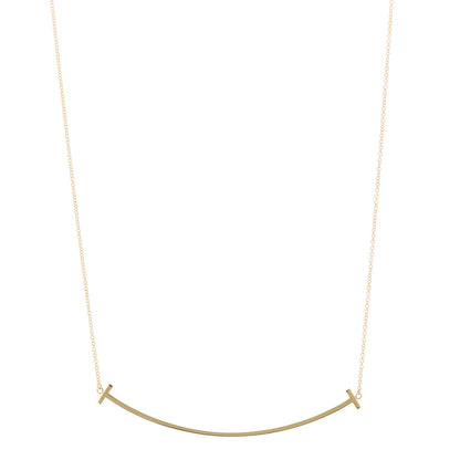 Tiffany 18K Yellow Gold Large T Smile Pendant Necklace 1 of 5