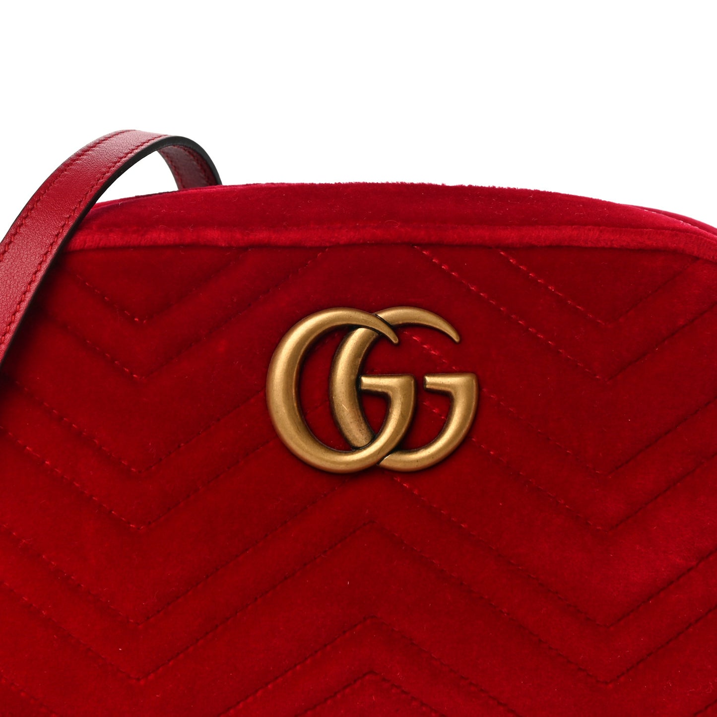 Velvet Matelasse Small GG Marmont Chain Shoulder Bag Hibiscus Red