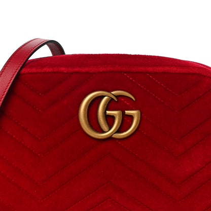 Gucci Velvet Matelasse Small GG Marmont Chain Shoulder Bag Hibiscus Red 9 of 12