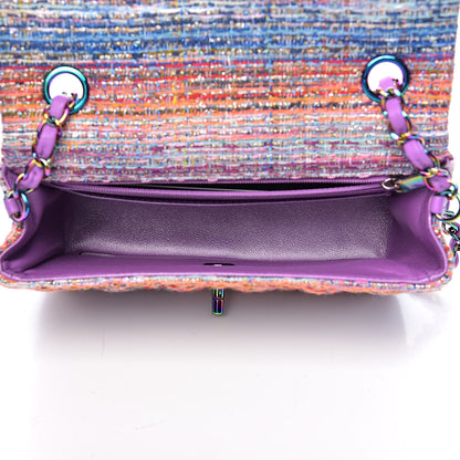 Chanel Tweed Quilted Mini Rectangular Flap Blue Pink Orange 5 of 11