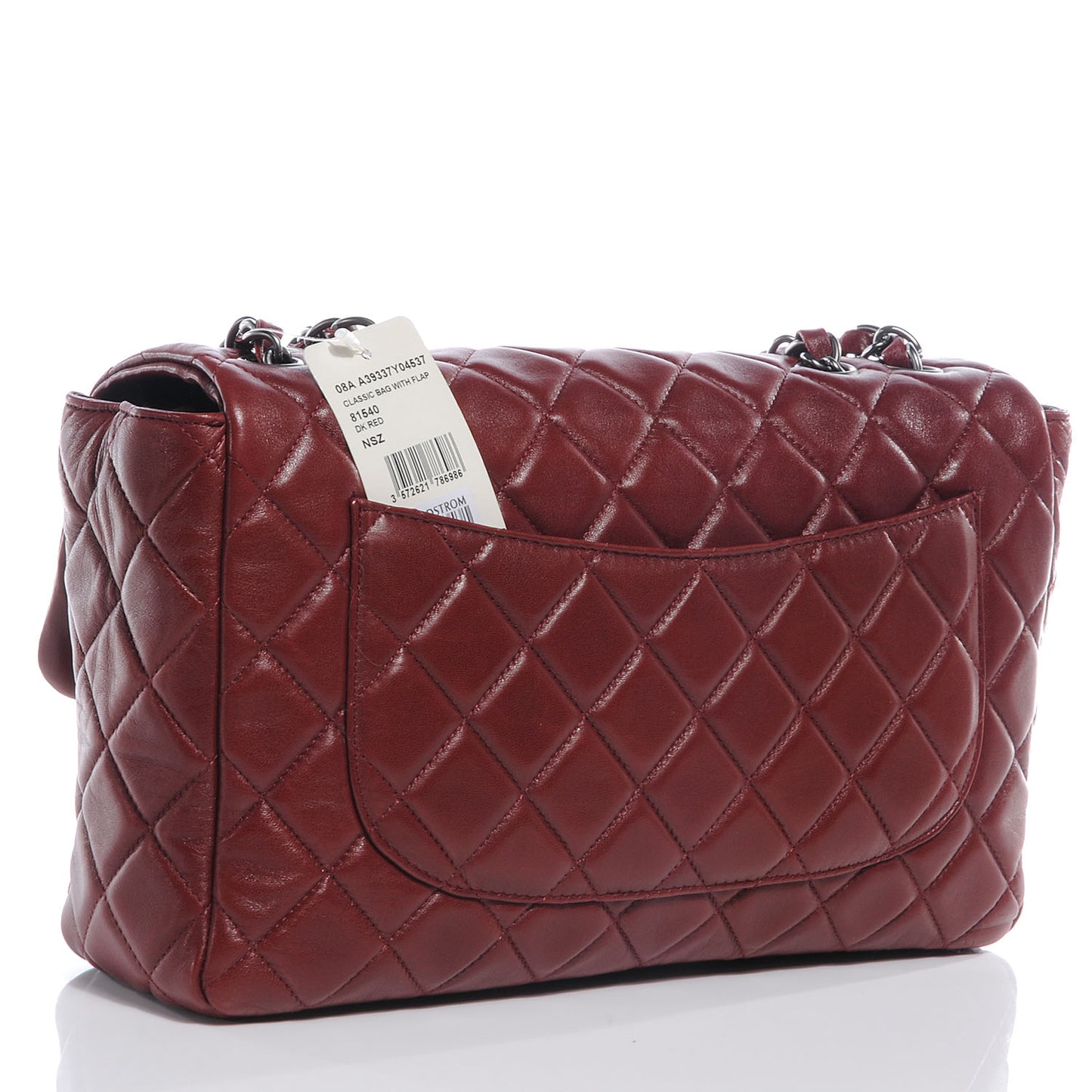 Lambskin Jumbo Single Flap Dark Red