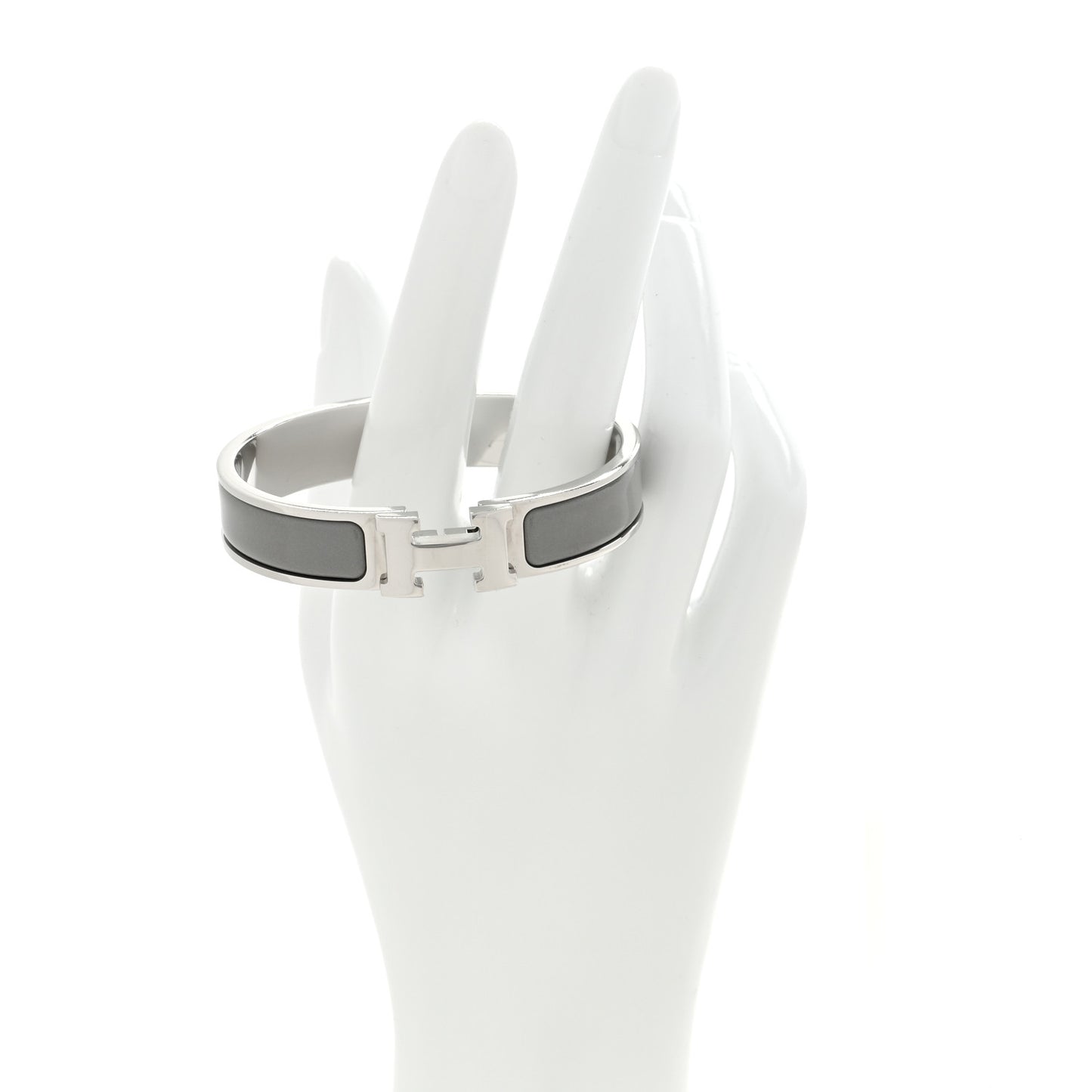 Enamel Narrow Clic Clac H Bracelet PM Gris Macadam