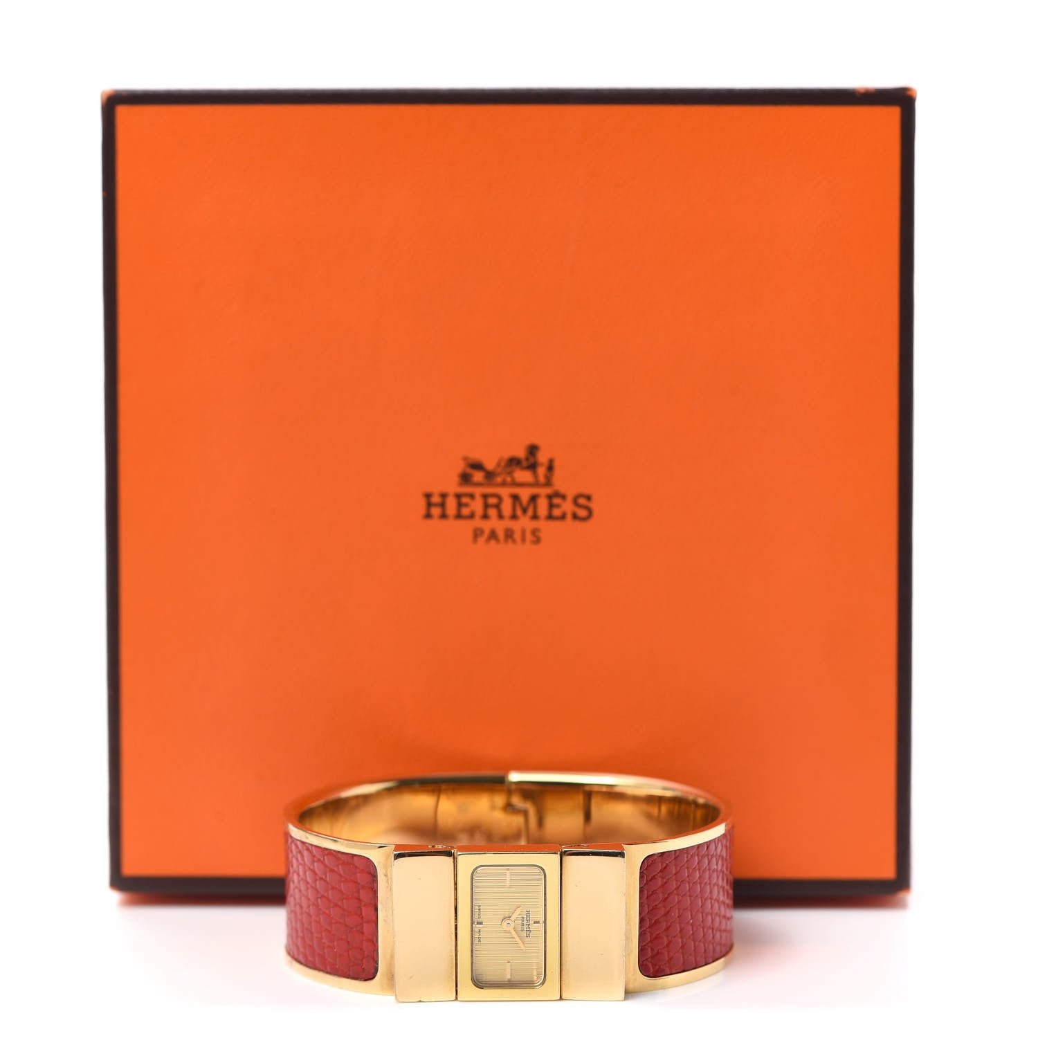 Hermes Stainless Steel Lizard 19mm Loquet Quartz Watch Rouge 5 of 5