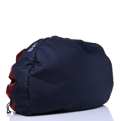 Balenciaga Textured Sport Nylon Logo Embroidered M Wheel Gym Bag Bleu Navy Rouge 4 of 10
