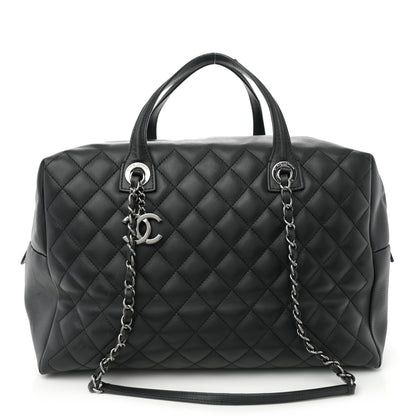 Chanel Calfskin Quilted Feather Weight Bowling Bag Black 1 of 11