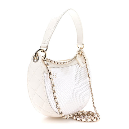 Chanel Mesh Shiny Lambskin Chain Hobo White 4 of 11