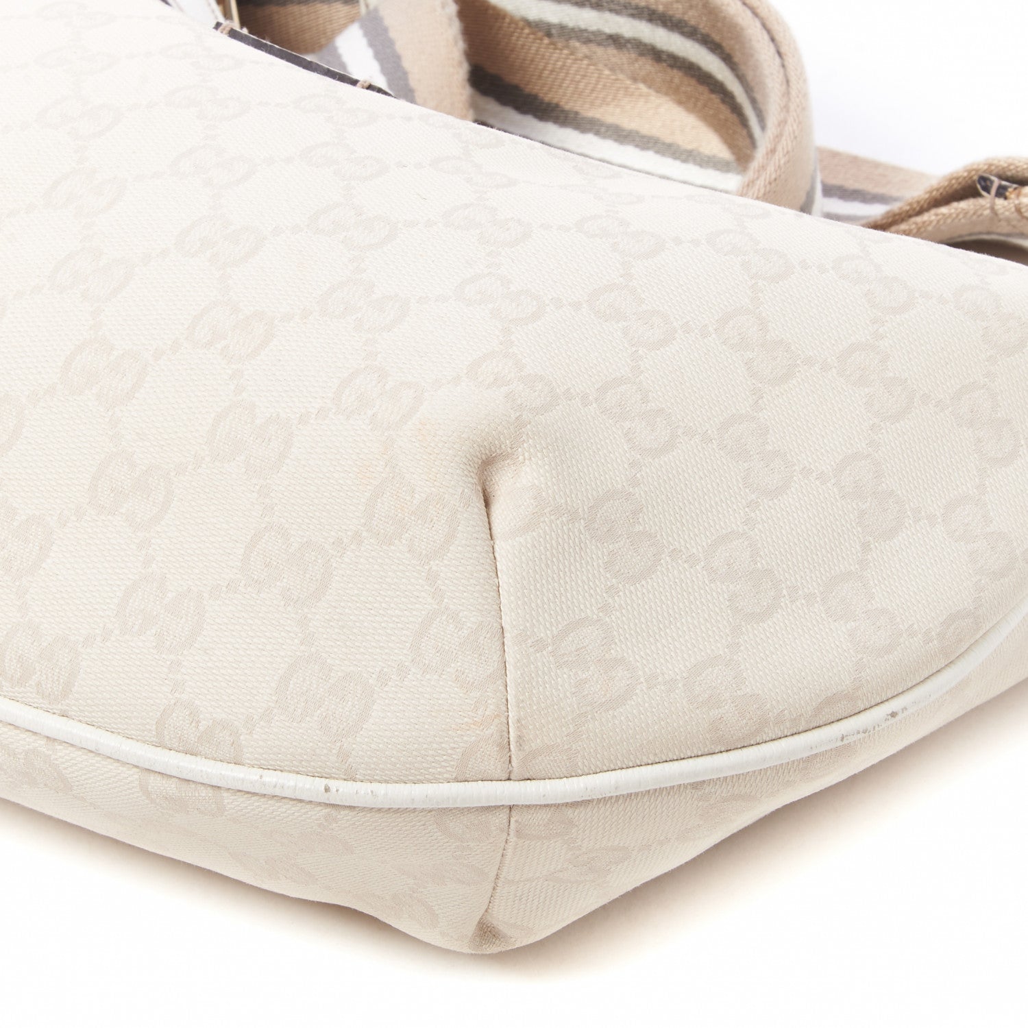 Gucci Monogram Web Medium Half Moon Hobo White 4 of 9