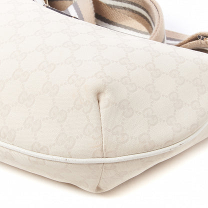Gucci Monogram Web Medium Half Moon Hobo White 4 of 9