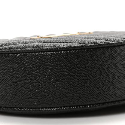 Saint Laurent Grain De Poudre Matelasse Chevron Quilted Round Vinyle Camera Bag Black 8 of 8