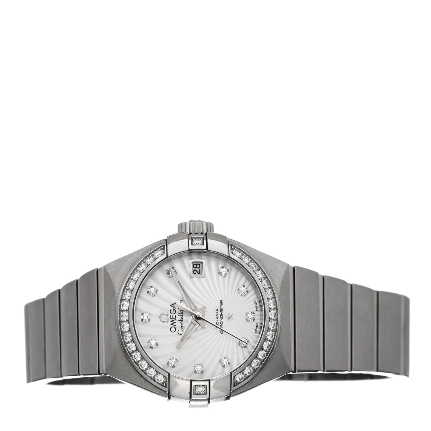 Stainless Steel Diamond Bezel Mother of Pearl 27mm Constellation Automatic Watch 123.15.27.20.55.001