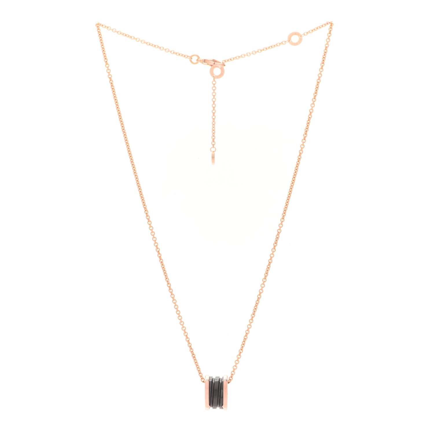 Bulgari 18K Rose Gold Black Ceramic B.Zero1 Pendant Necklace 3 of 8