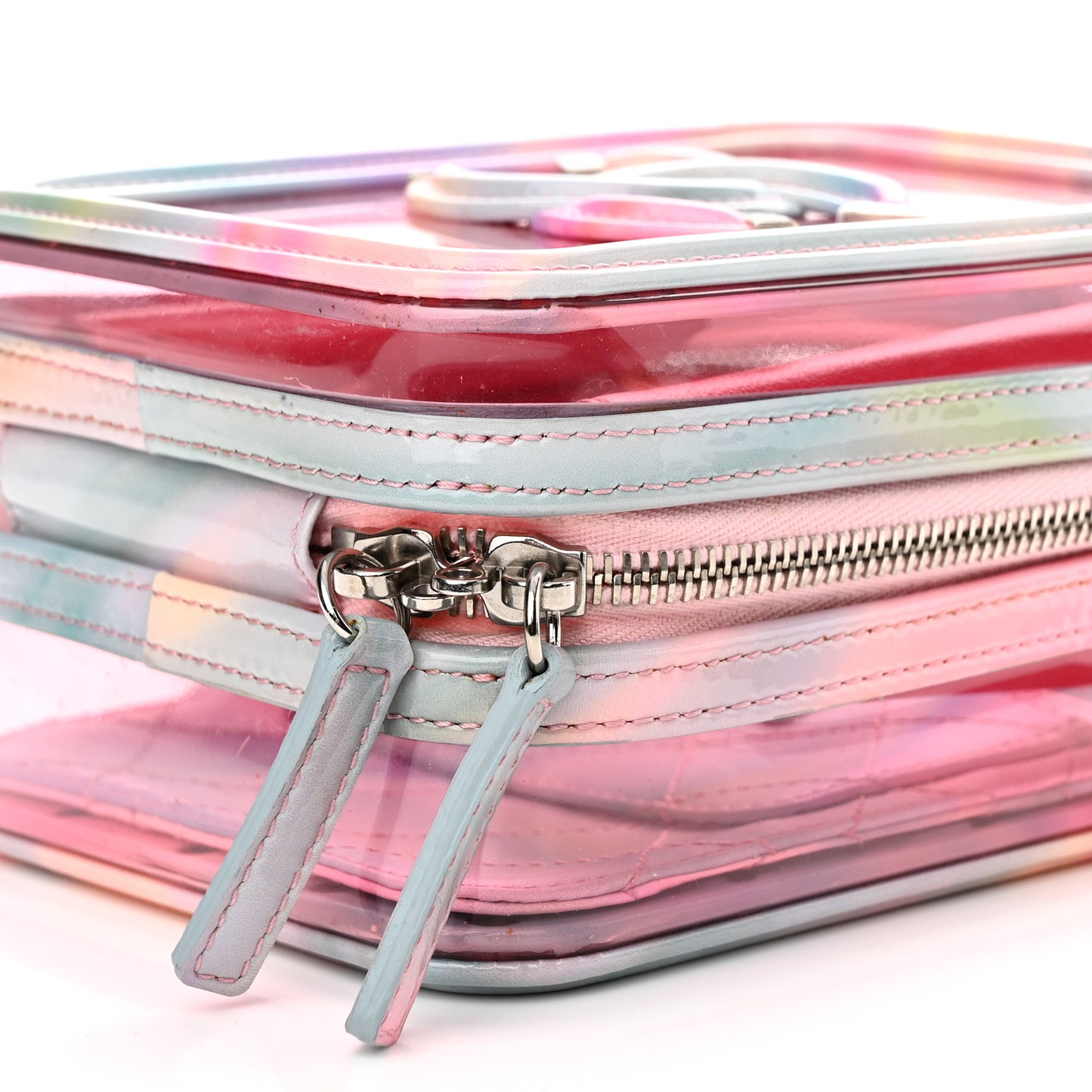 PVC Patent Calfskin Patent Lambskin Vertical Vanity Case Pink