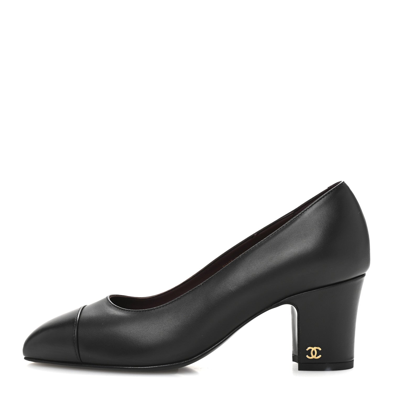 Chanel Lambskin Cap Toe CC Uniform Pumps 37.5 Black 1 of 10