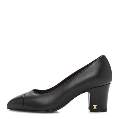 Chanel Lambskin Cap Toe CC Uniform Pumps 37.5 Black 1 of 10