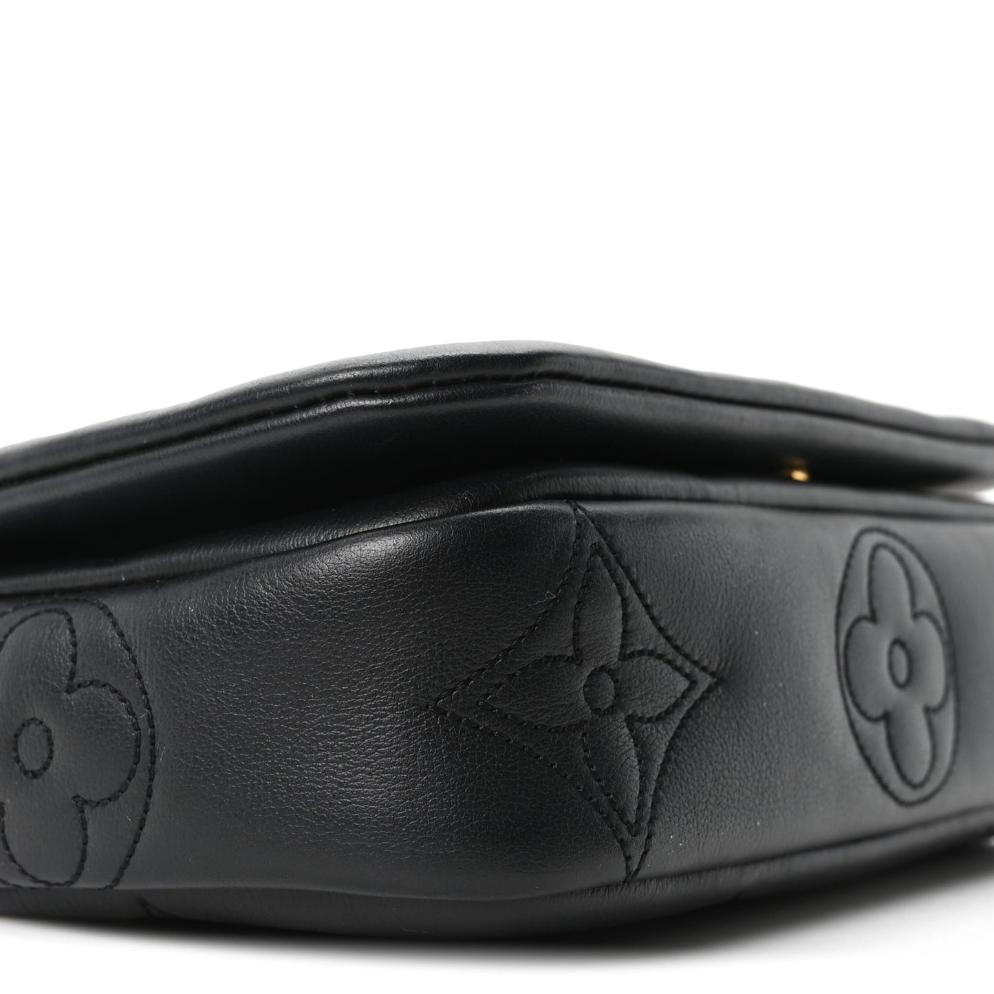 Calfskin Bubblegram Wallet On Strap Black