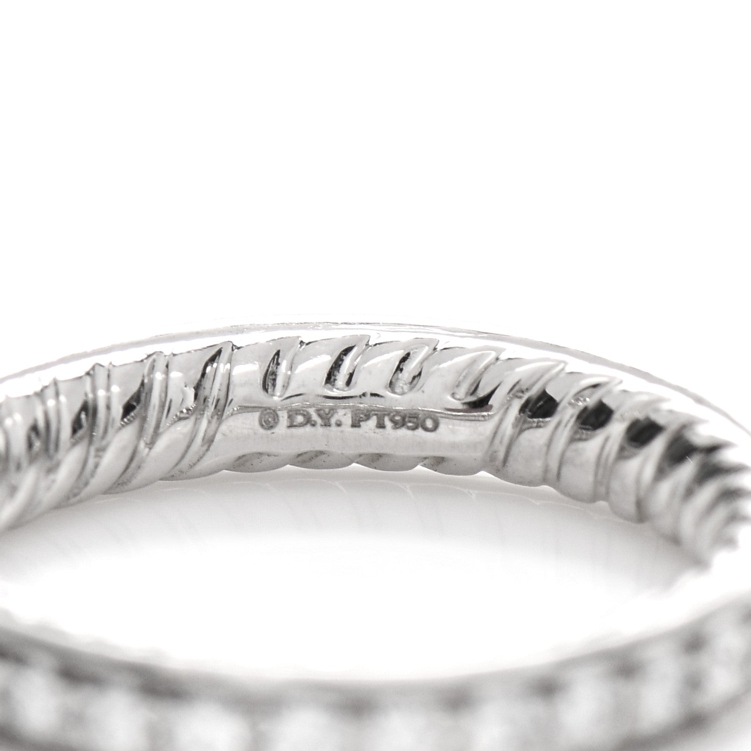 David Yurman Platinum Diamond 3mm Eden Eternity Wedding Band Ring 45 3.5 4 of 4