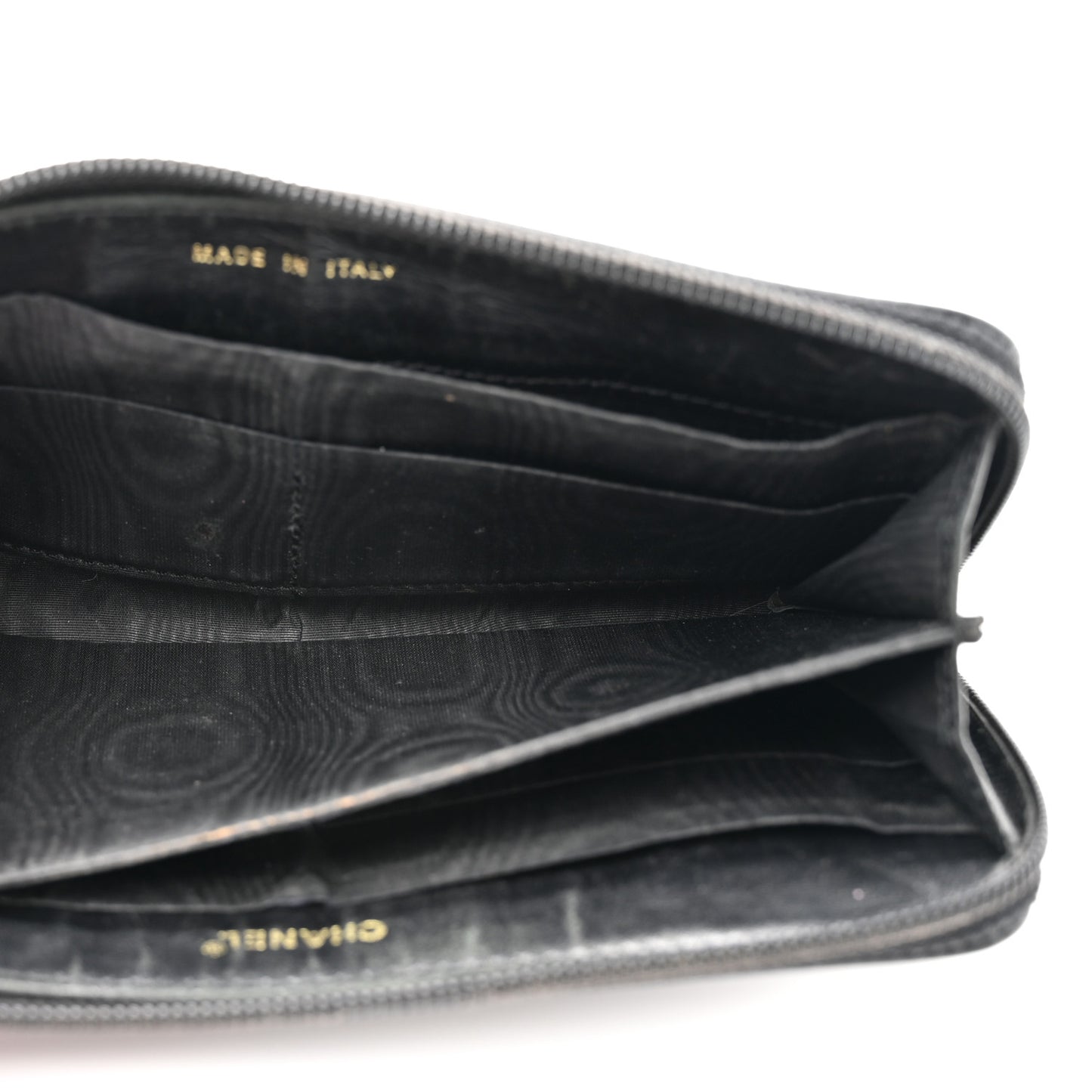Caviar CC Timeless Large Zip Around Wallet Black