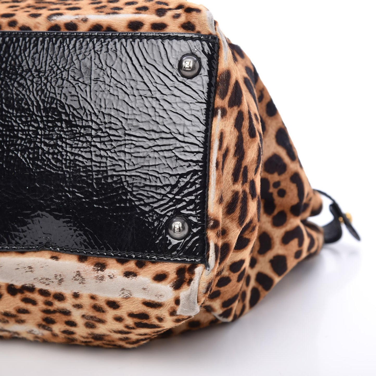 Calf Hair Leopard Print Zucca Large Peekaboo Iconic Satchel Tobacco
