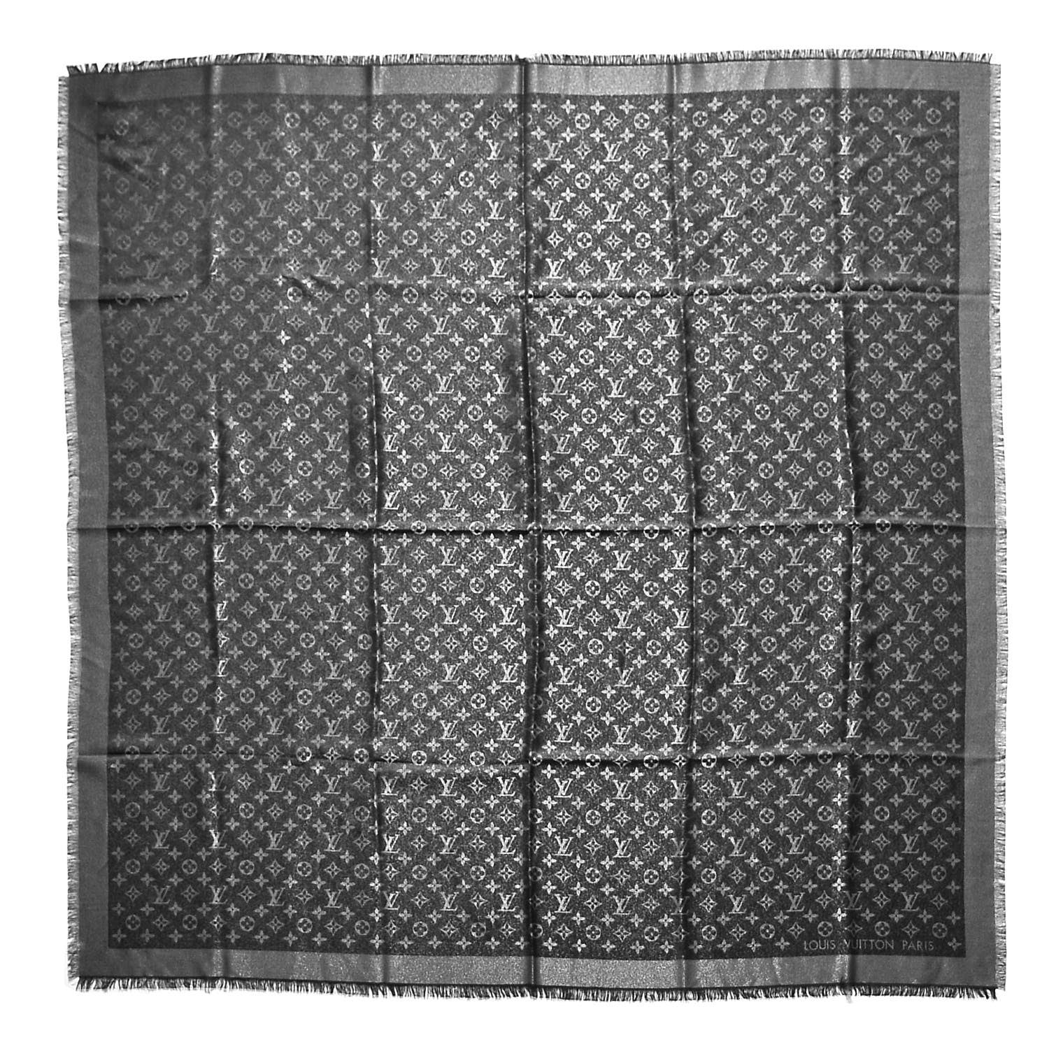 Louis Vuitton Silk Lurex Wool Monogram Shine Shawl Black 1 of 5
