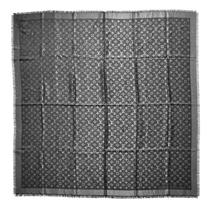 Louis Vuitton Silk Lurex Wool Monogram Shine Shawl Black 1 of 5