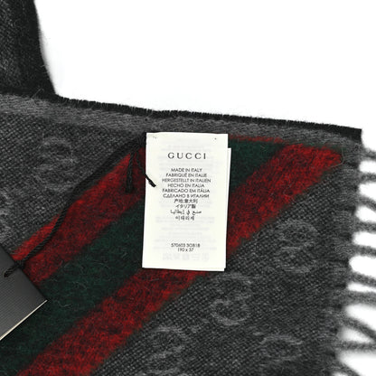 Gucci Wool Angora Monogram Web New Nikky Scarf Lead Dark Green 4 of 4