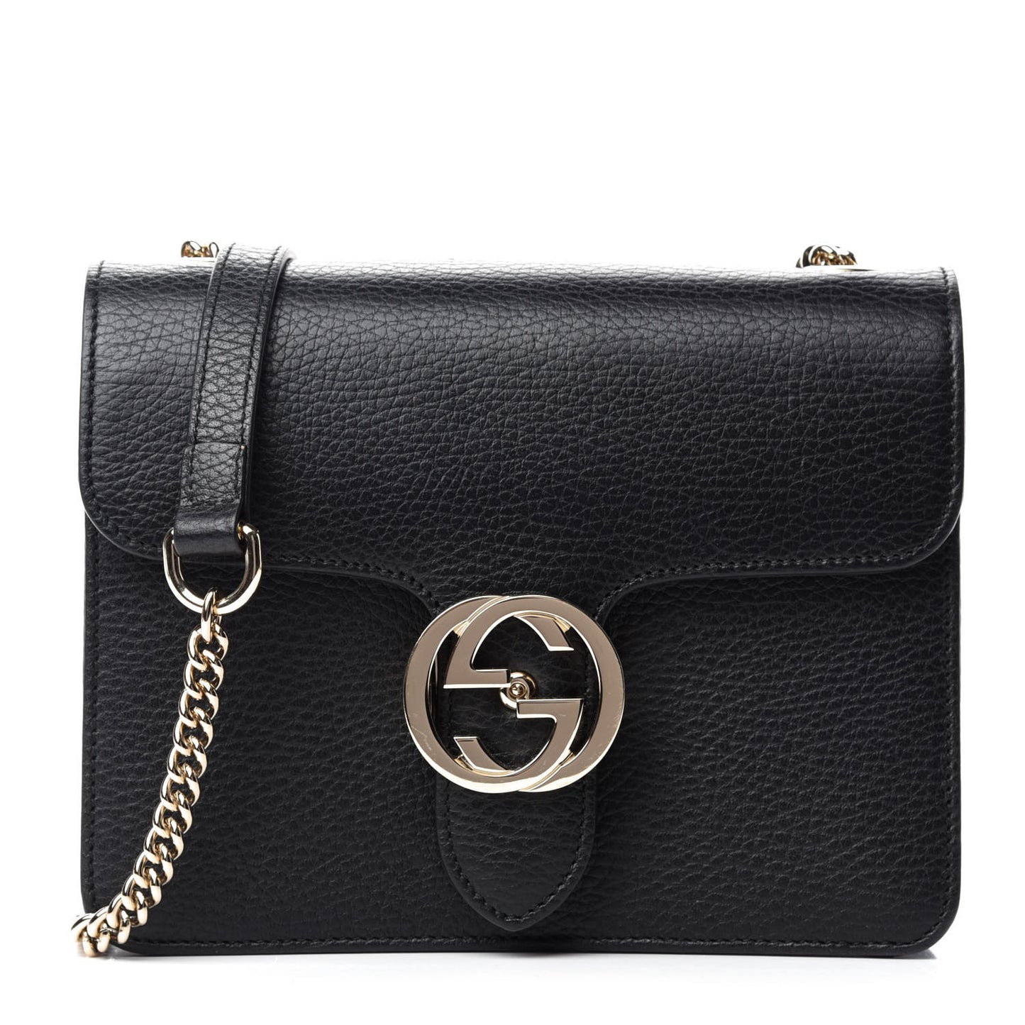 Dollar Calfskin Small Interlocking G Shoulder Bag Black