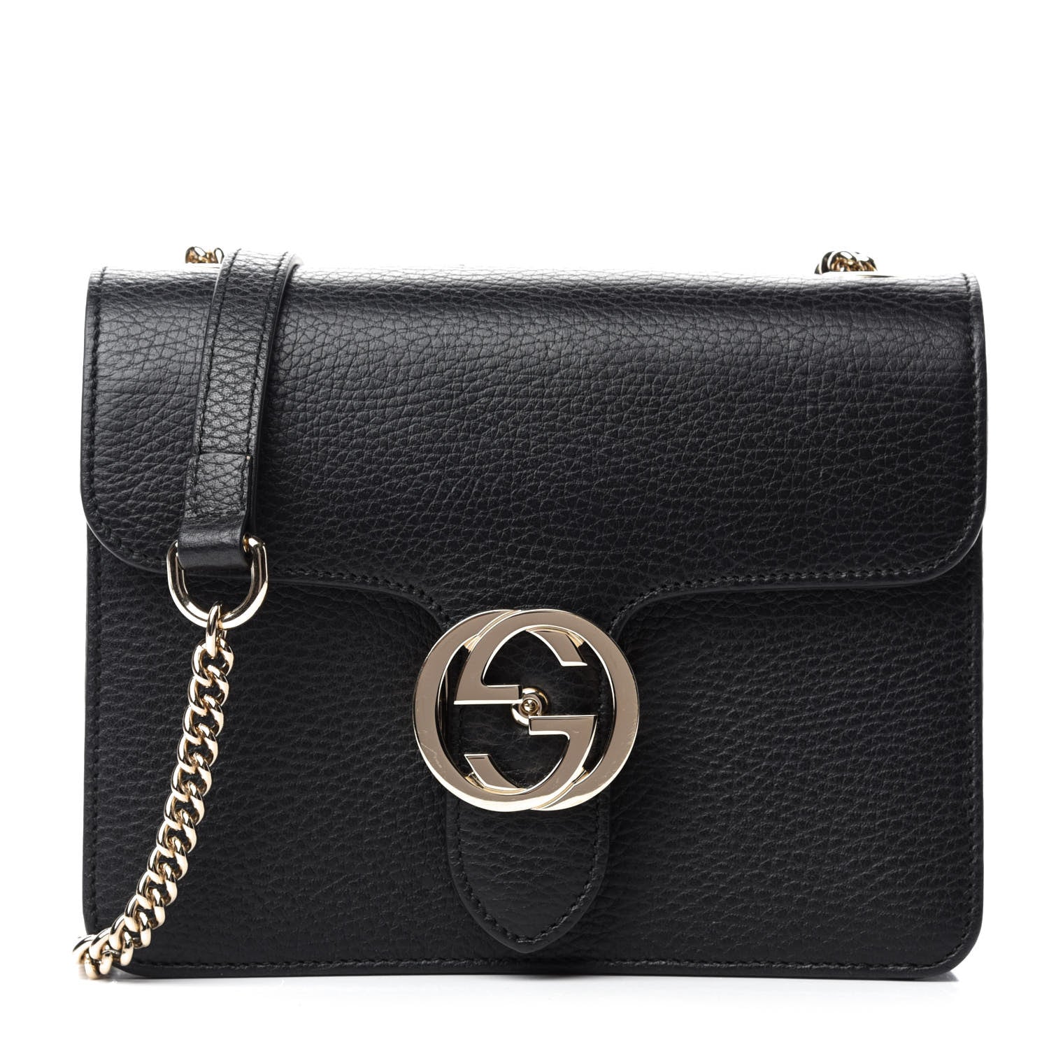Gucci Dollar Calfskin Small Interlocking G Shoulder Bag Black 1 of 10