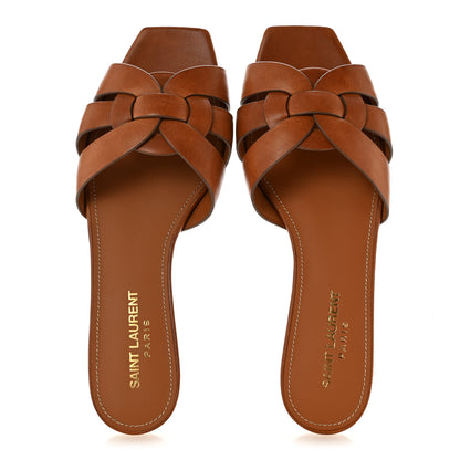 Saint Laurent Calfskin Tribute 05 Slide Sandals 36.5 Amber 2 of 10