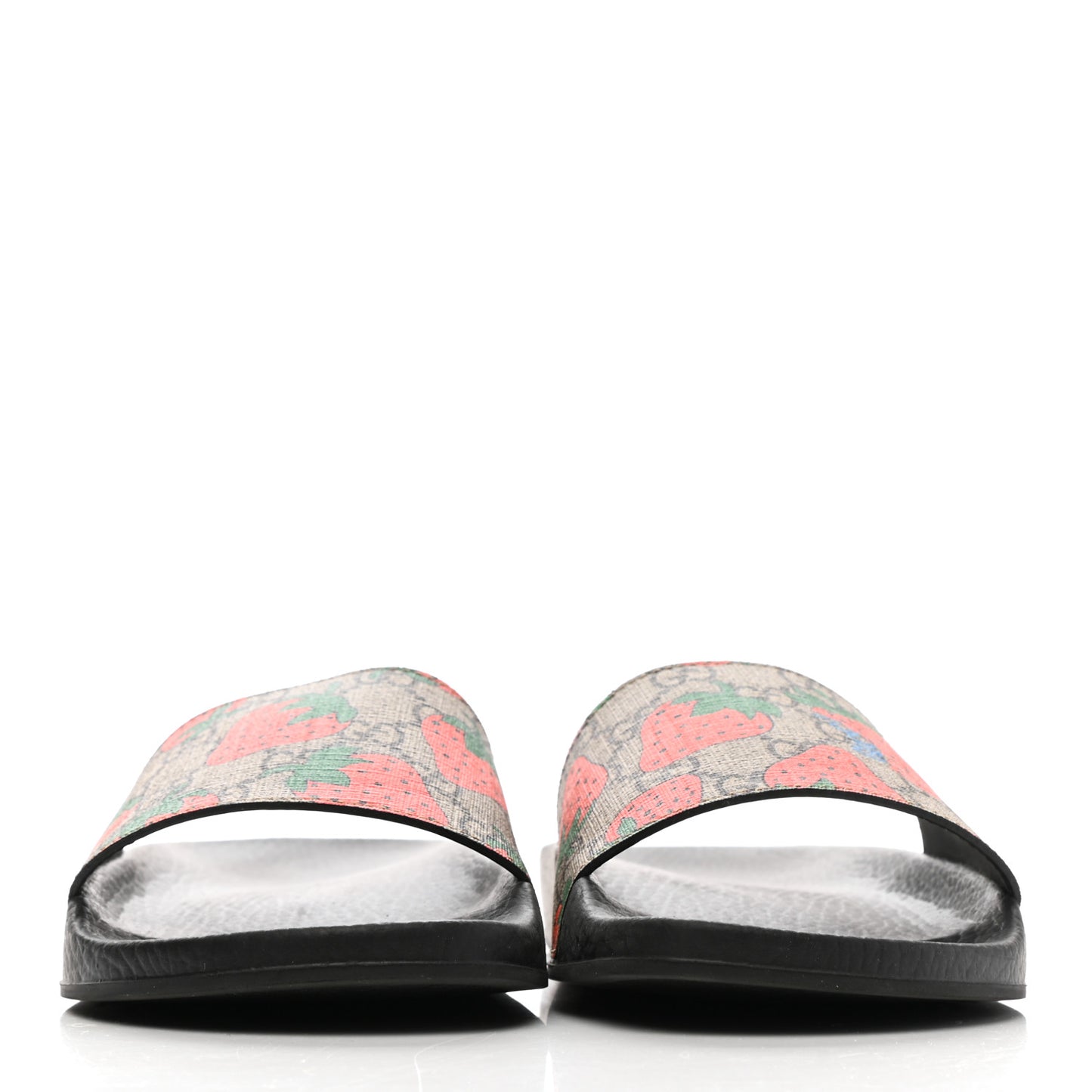GG Supreme Monogram Strawberry Slide Sandals 38 Beige Multicolor