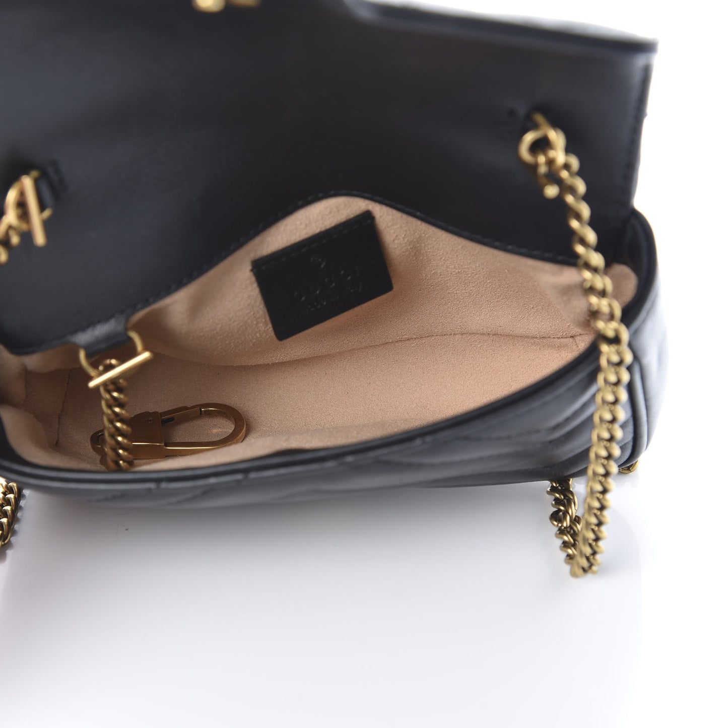 Calfskin Matelasse Super Mini GG Marmont Shoulder Bag Black