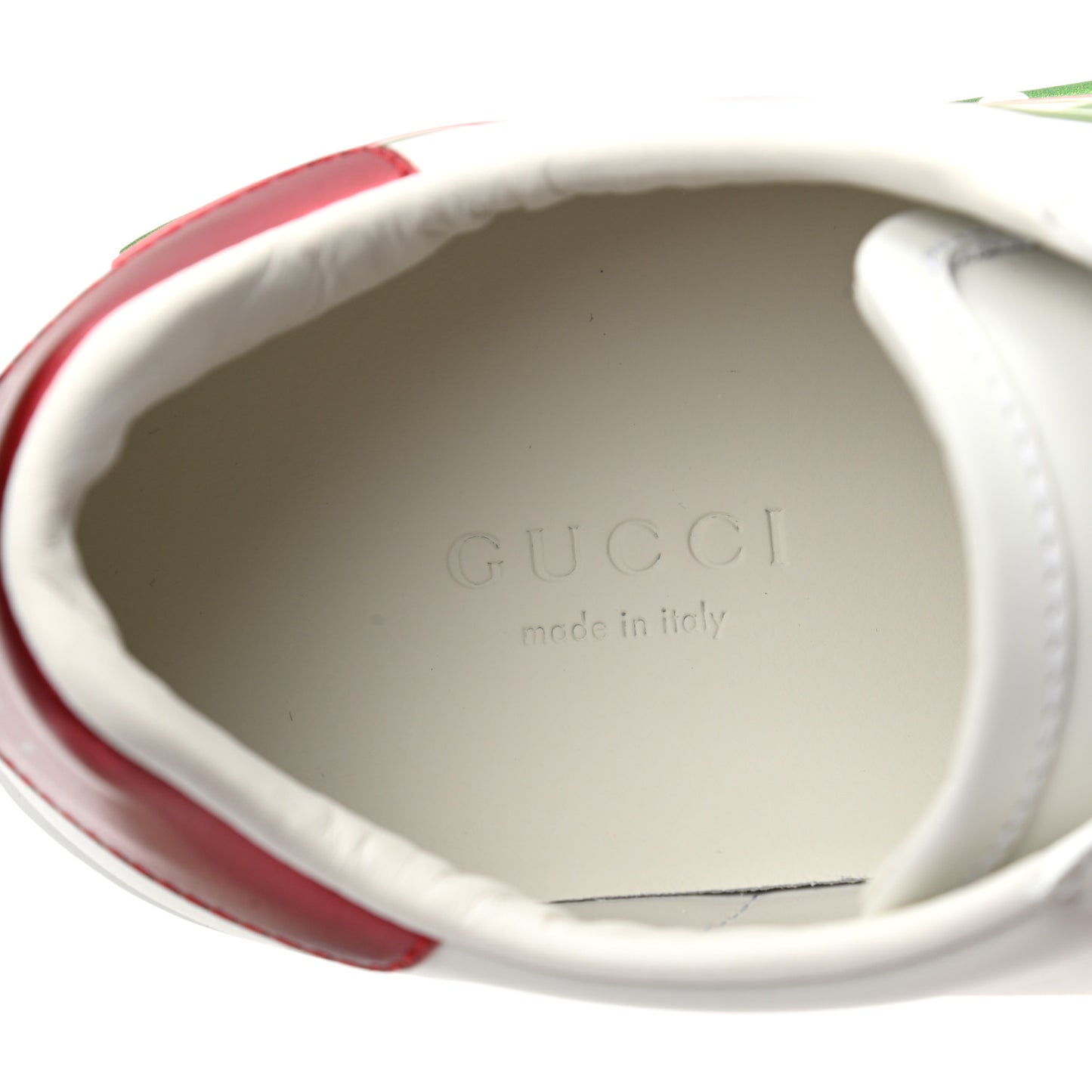 Calfskin Interlocking G Womens New Ace Sneakers 35 White Red Flame Green
