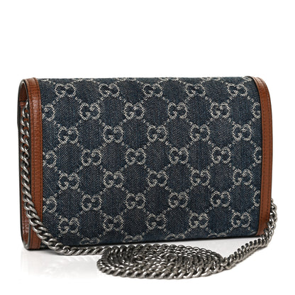 Gucci New Denim GG Monogram Dollar Calfskin Enamel Mini Dionysus Chain Wallet Blue Tea Cuir Epilog Electric Blue 5 of 17