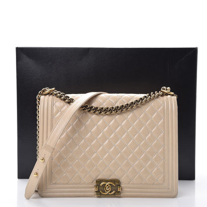 Chanel Calfskin Quilted Large Boy Flap Beige 19 of 19
