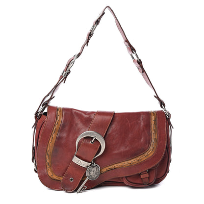 Christian Dior Calfskin Medium Gaucho Double Saddle Bag Red 1 of 13