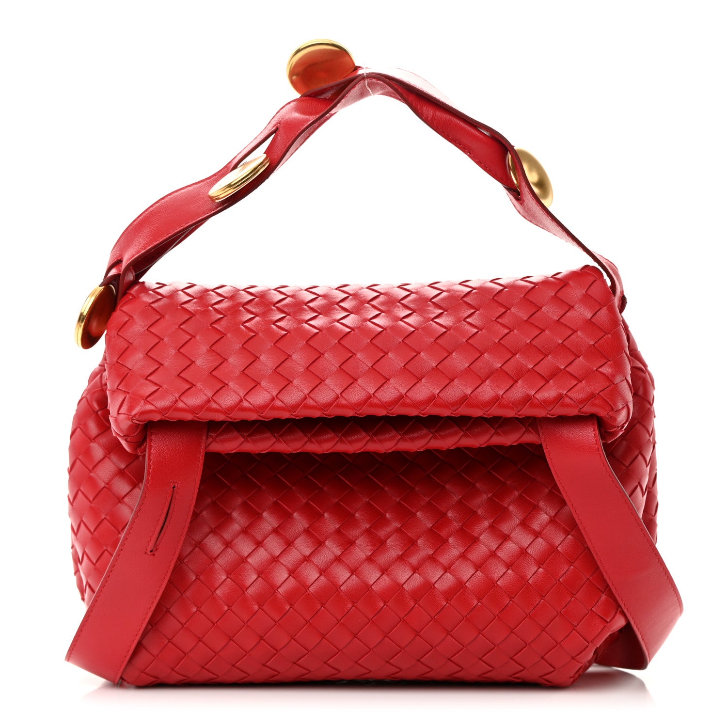 Bottega Veneta Nappa Intrecciato Small Fold Flap Shoulder Bag Red 1 of 15