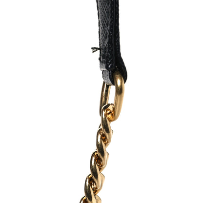 Prada Saffiano Lux Metal Logo Mini Chain Flap Crossbody Bag Black 10 of 11