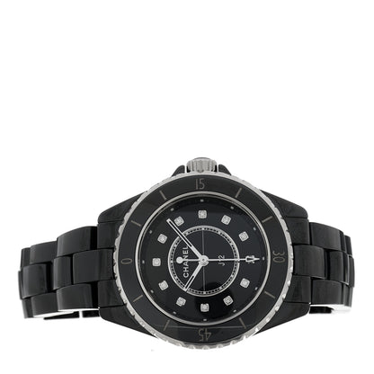 Chanel Stainless Steel Ceramic Diamond 33mm J12 Quartz Watch Black 2 of 5