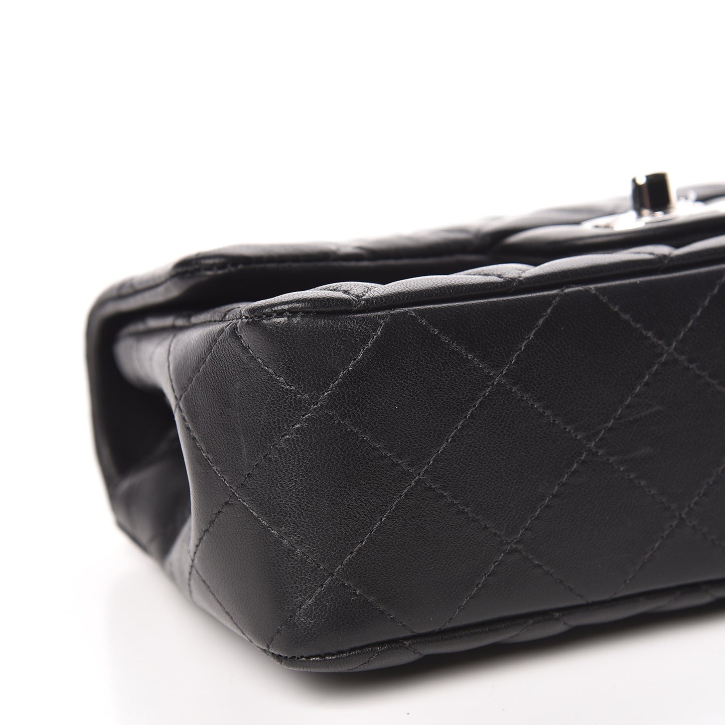 Lambskin Quilted Mini Rectangular Flap Black