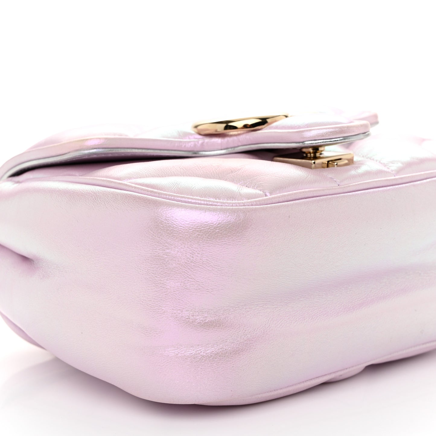 Iridescent Nappa Chevron Matelasse Mini GG Marmont Shoulder Bag Iridescent Escape Pink